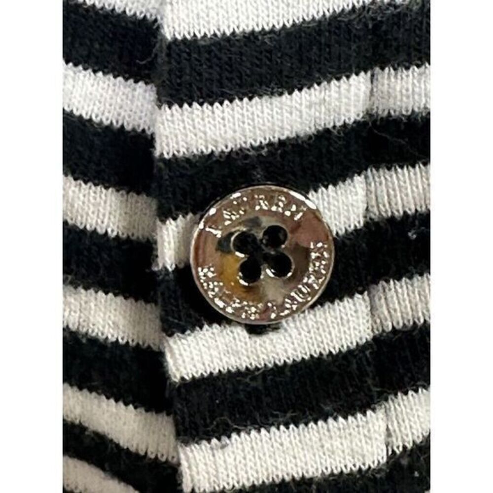 Ralph Lauren Black White Stripe Short Sleeve Button Accent T-shirt Large Women's - Picture 6 of 7